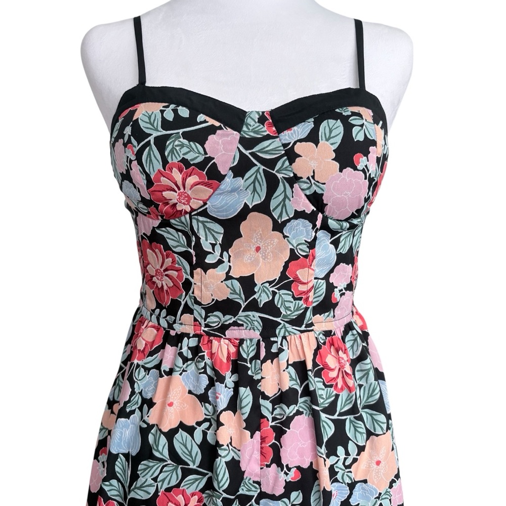 BOG Collections Black Floral Spaghetti Strap Wide Leg Jumpsuit Size Small Summer - Picture 3 of 6
